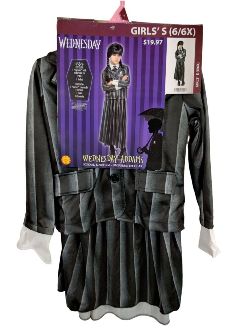 Rubies Girls S (6/6X) Wednesday Addams School Uniform Halloween Costume Set - Picture 2 of 8